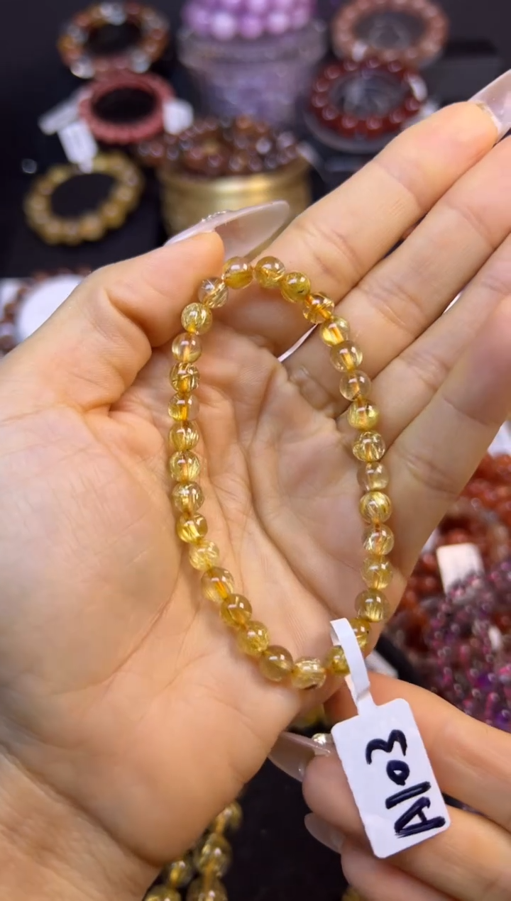 未镶嵌手串水晶金发晶6mm
