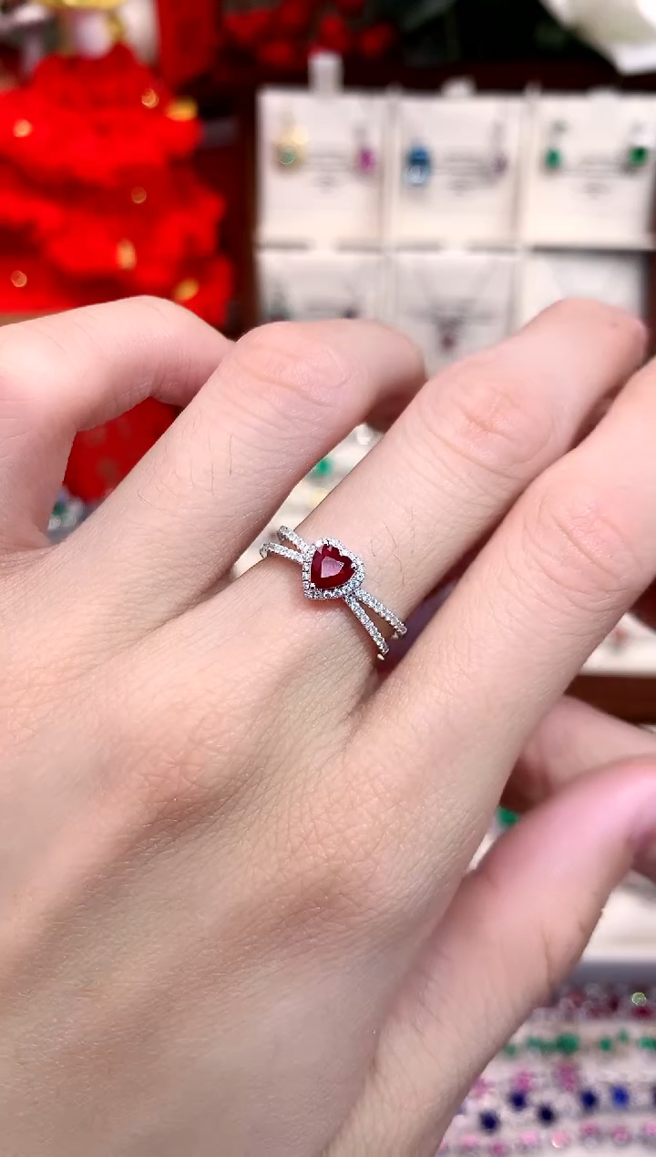 【闪购商品】红宝石戒指18K金镶嵌0.48ct/天然宝石/七天无理由1