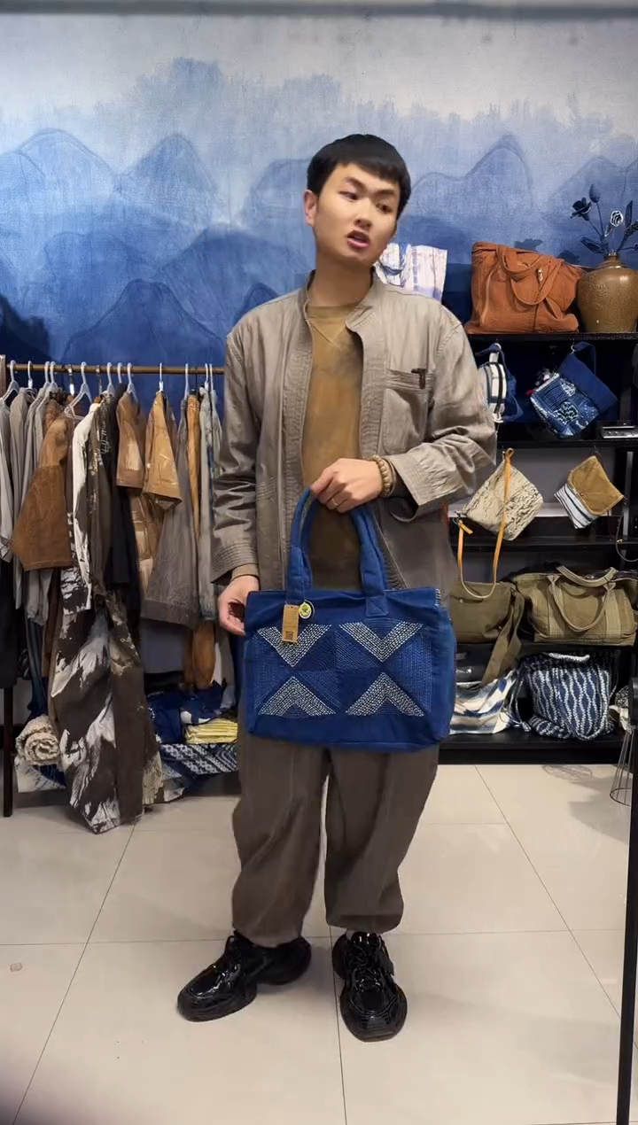 织绣手工蓝染刺子绣电脑包福利