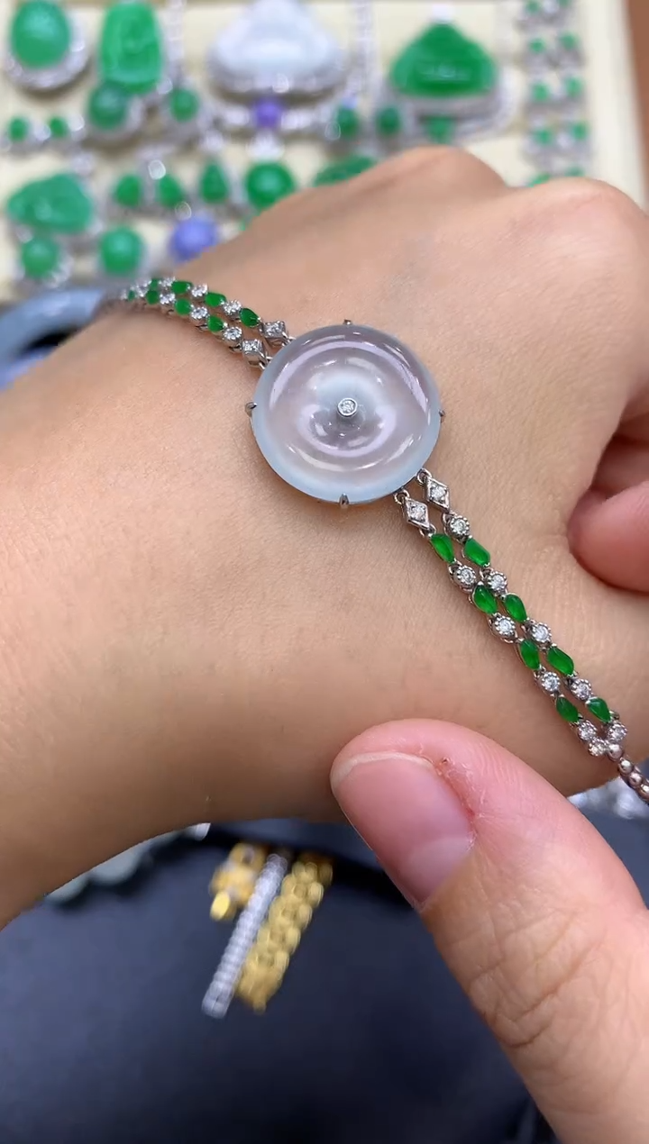 18K金镶嵌手链翡翠415-中国好珍宝