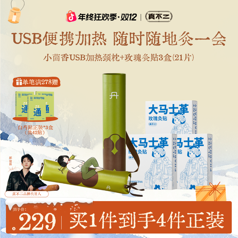 【双12狂欢】真不二小茴香颈椎枕热敷枕USB便携加热枕头礼盒装zb