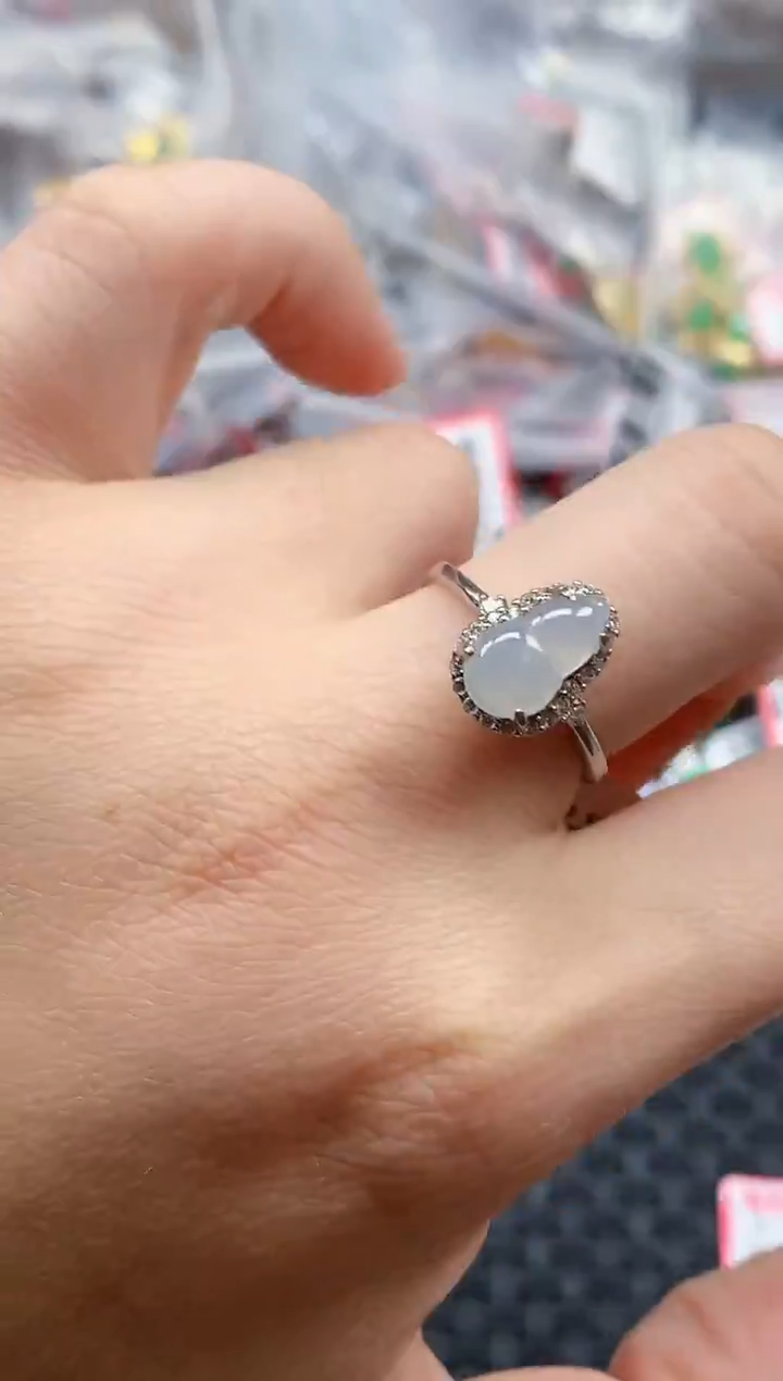 银S925镶嵌戒指翡翠天然A货缅甸翡翠