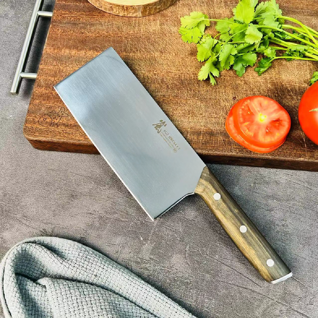 黑彩木柄家用菜刀厨房切片刀超快切肉菜厨师锋利刀具128