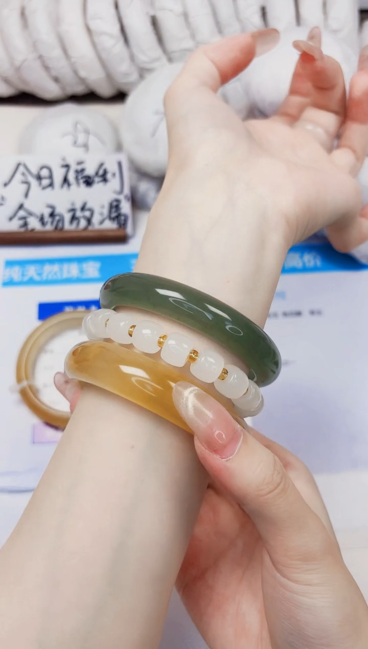 石英质玉手镯未镶嵌207-东陵玉-圈口56