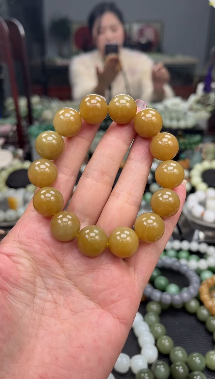 【闪购商品】和田玉手串未镶嵌新疆且末黄金糖卡15