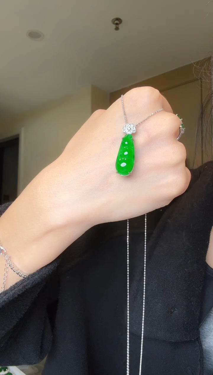 【闪购商品】翡翠吊坠(不含链)银S925镶嵌天然翡翠吊坠3