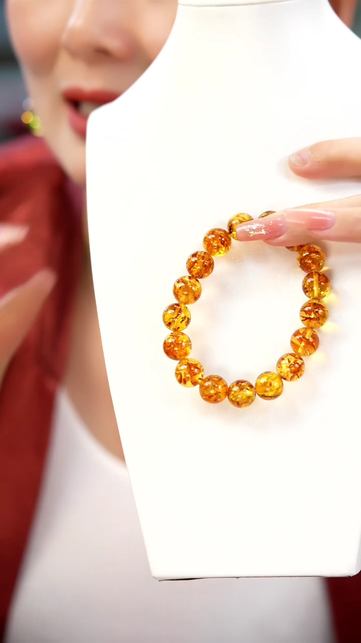 【闪购商品】琥珀（花珀）手链未镶嵌12+花珀单圈手串