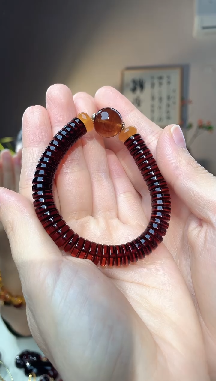裸石琥珀未镶嵌10+ 血珀直切手串设计款