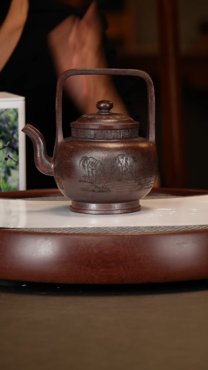 【闪购商品】紫砂茶壶大彬金砂宫灯+马到成功+赏盘+四罐茶叶