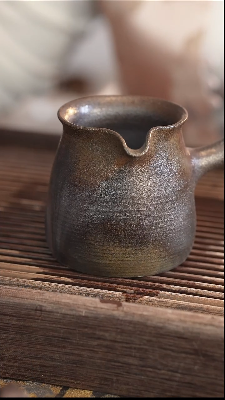茶壶紫砂11号   柴烧侧把杯子330cc