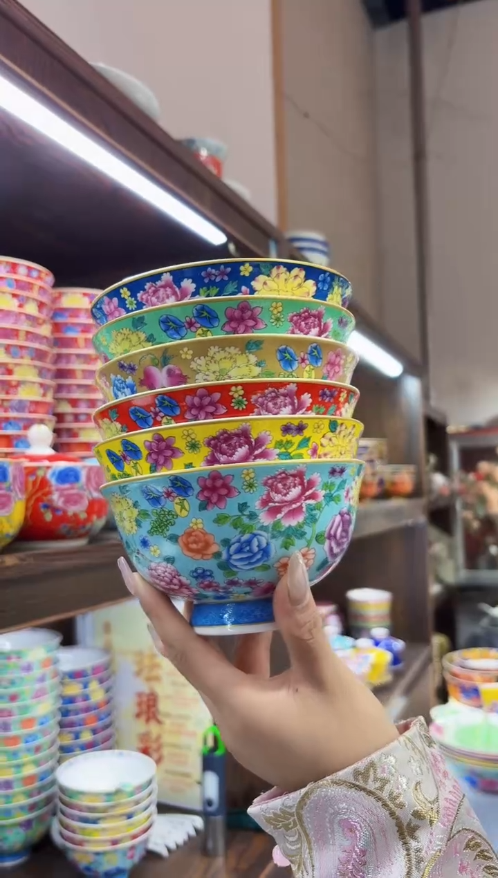 珐琅 5英寸饭碗6个景德镇餐具  