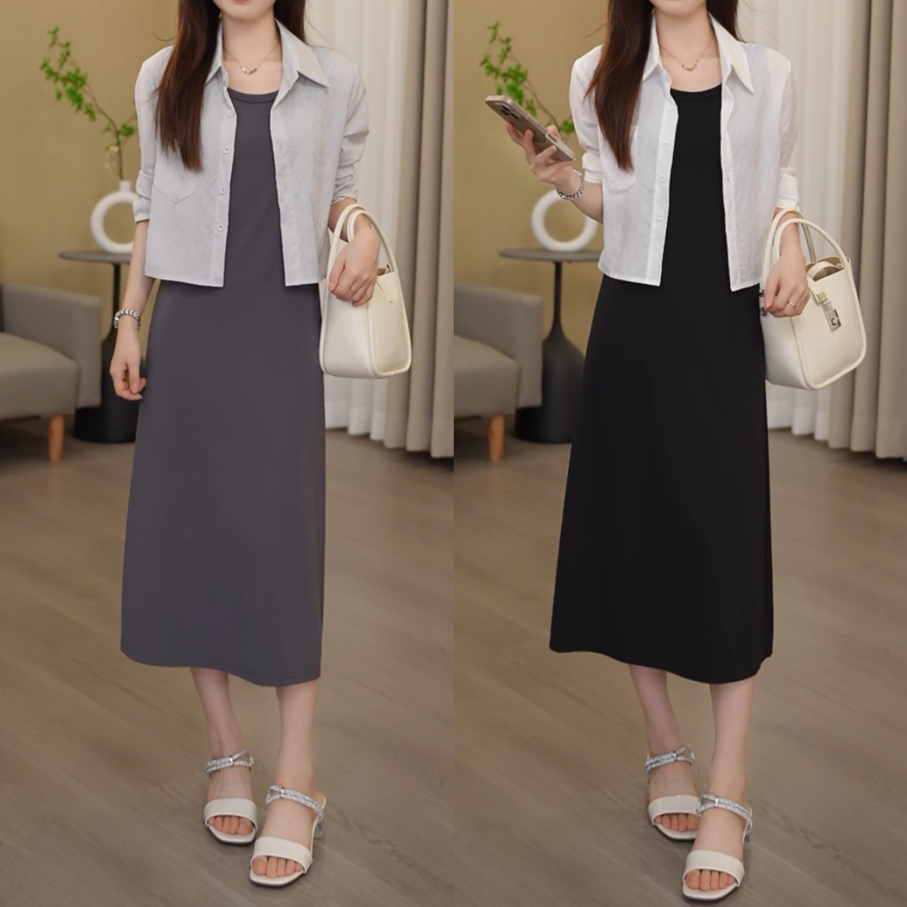 桃子西小个子显瘦夏季无袖连衣裙韩版时尚裙子外穿背心裙打底