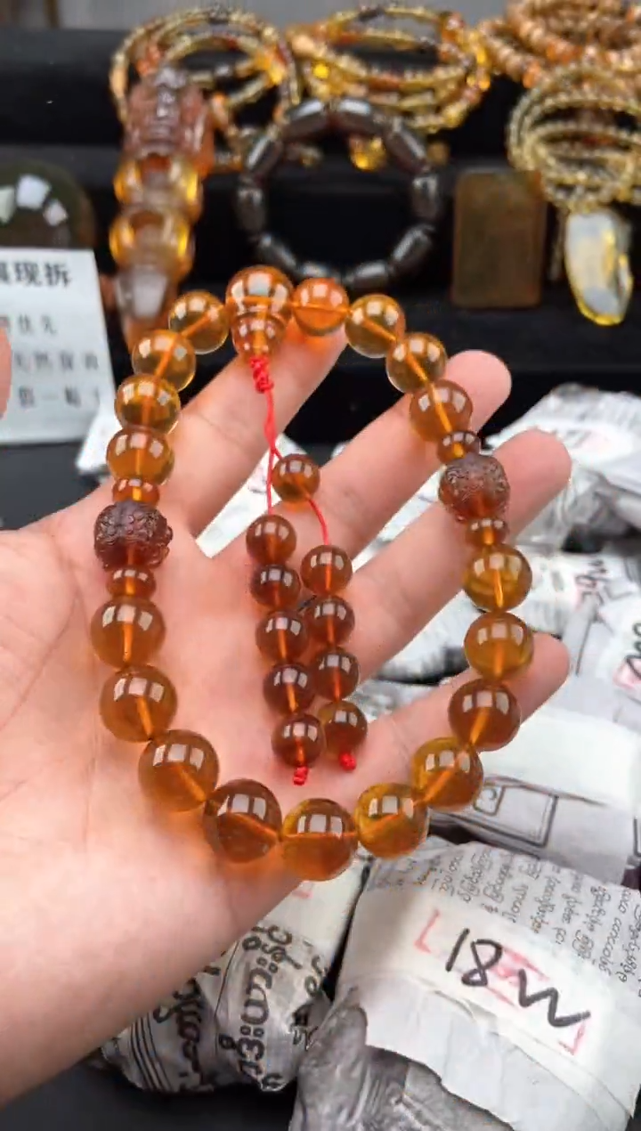 未镶嵌琥珀手链十八子手持念珠