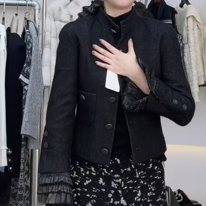 未使用 Chanel/香奈儿 宫廷风外套 黑色/34