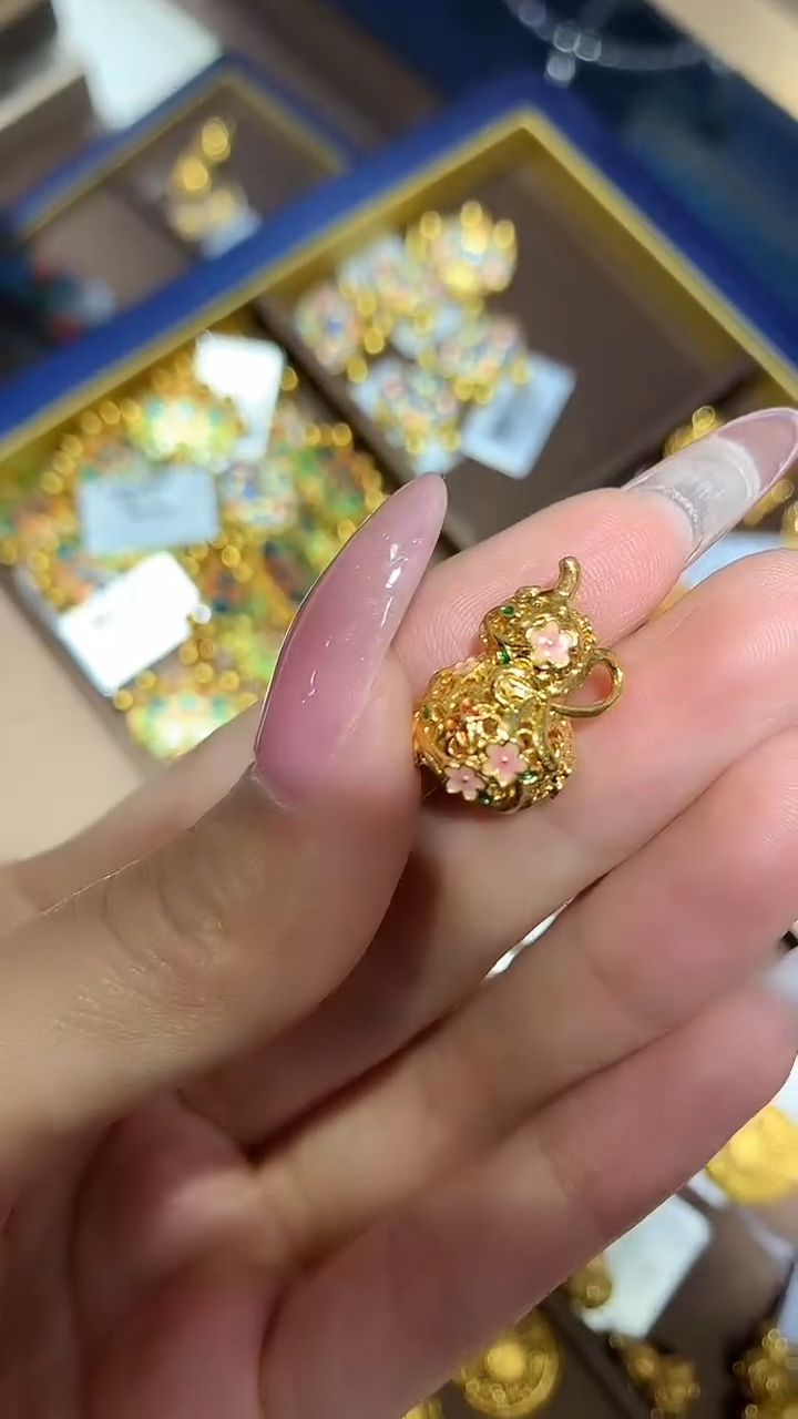 【闪购商品】18K金吊坠(不含链)花丝葫芦吊坠