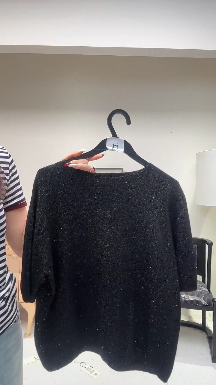 黑色金纱系列羊毛衫