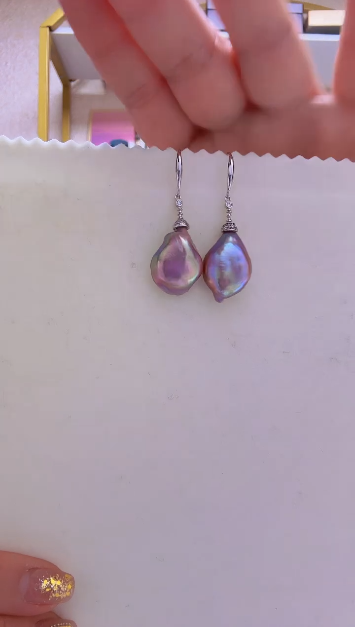 【闪购商品】淡水珍珠耳饰未镶嵌炫巴15-16mm+S925银耳钩