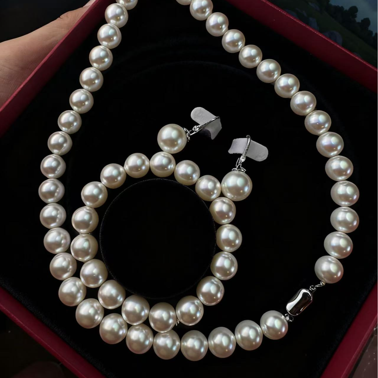 链子925银贝壳 925银耳环的豪华三件套时尚白色强光经典