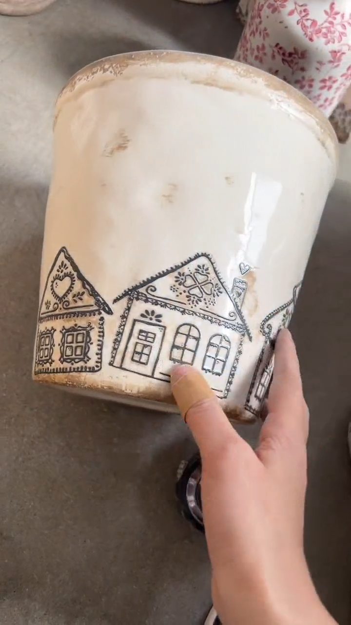 【闪购商品】陶瓷花盆高20.5cm内口19.5cm