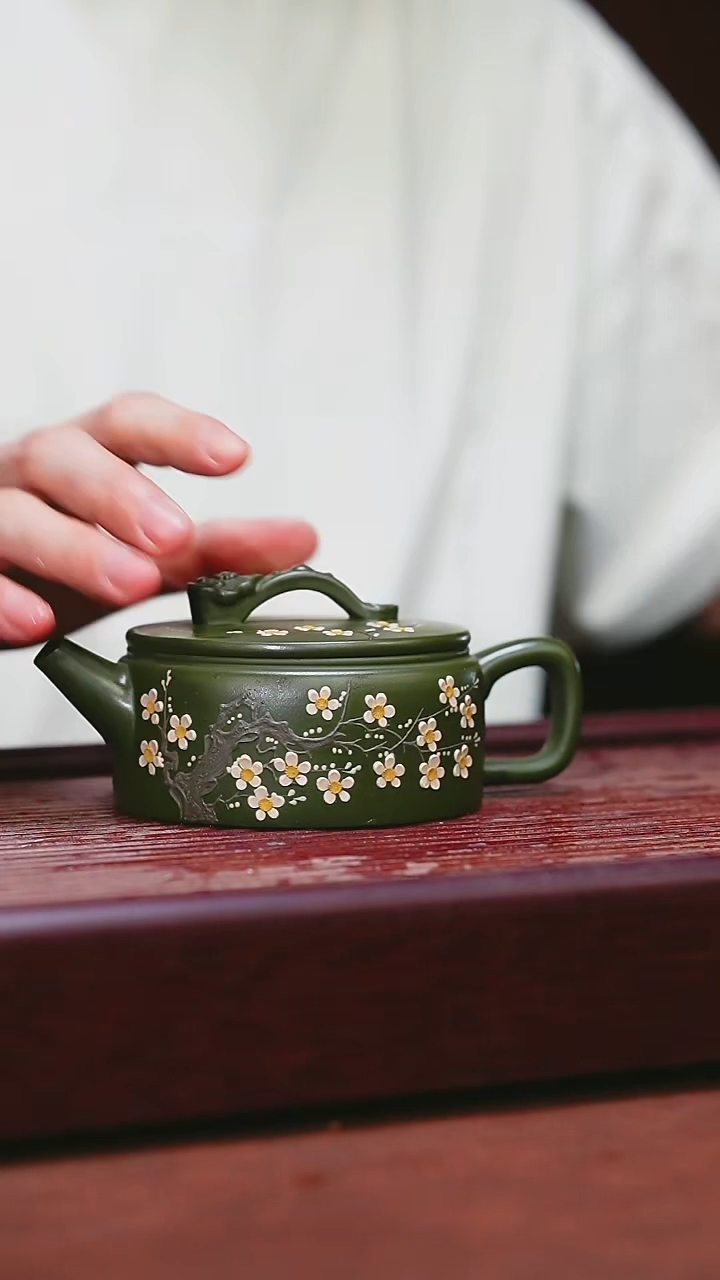 紫砂公道杯宜兴原矿紫砂  绿泥梅花汉瓦