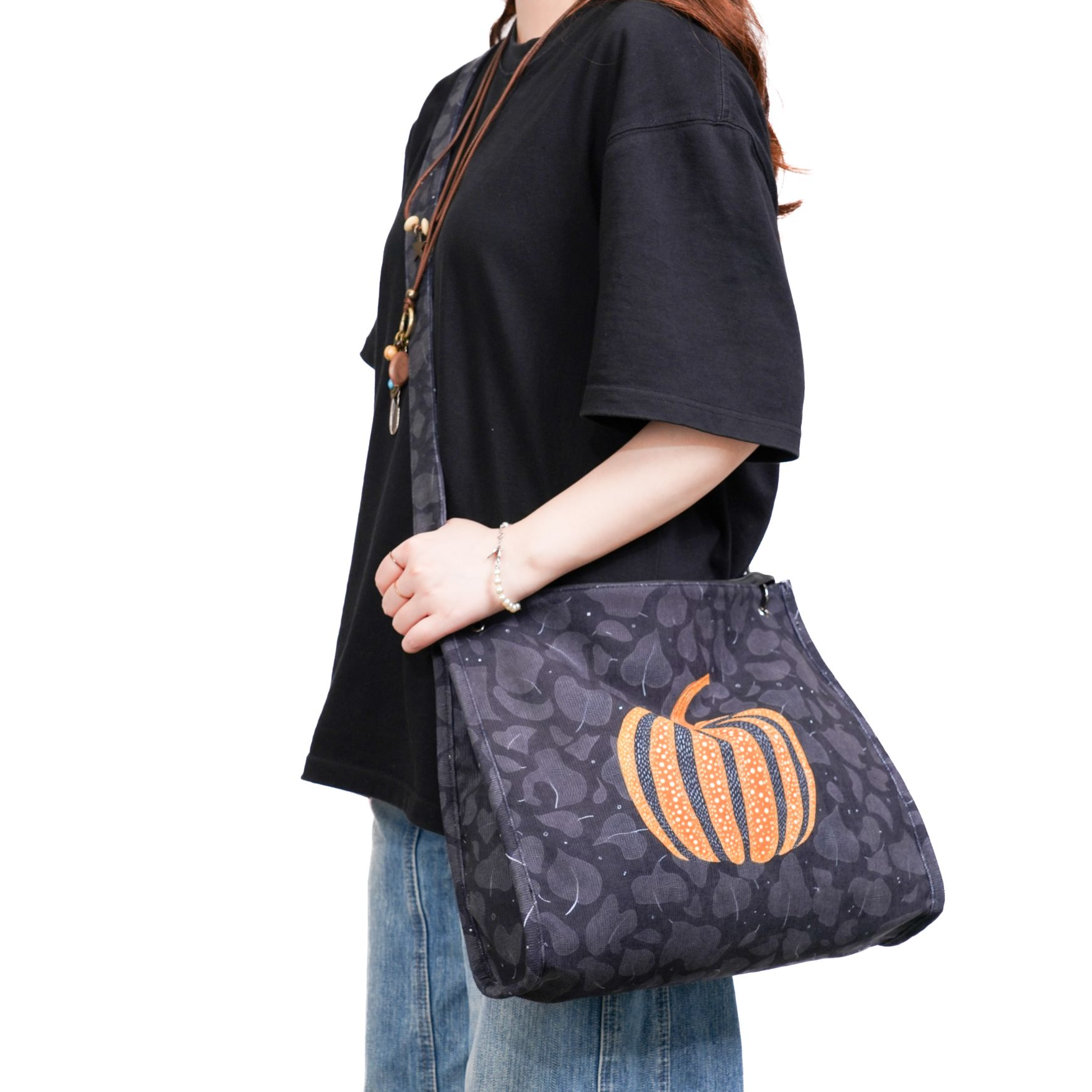 无则艺【斜挎豆腐包】波点南瓜花时尚百搭原创小众斜纹科技布布包