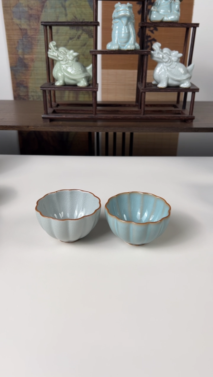【闪购商品】杯运圈菊瓣杯天青+月白