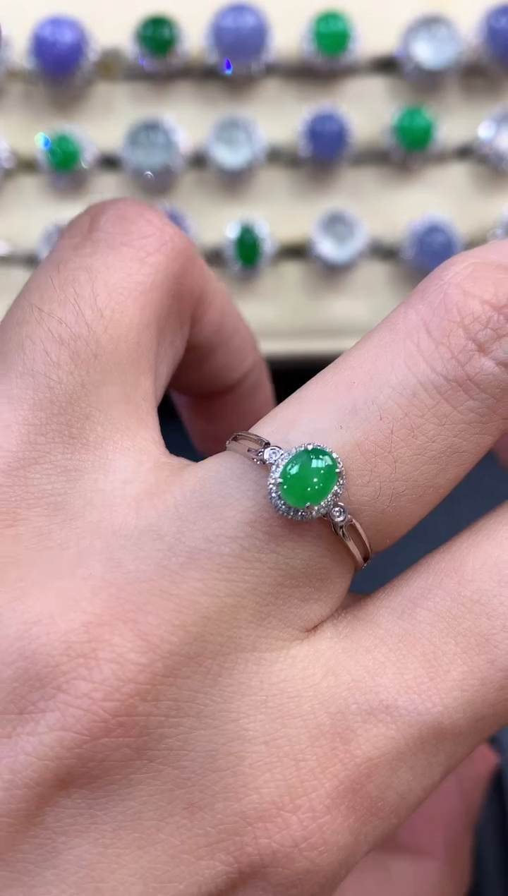 【闪购商品】翡翠戒指18K金镶嵌B1     多样性一件发货