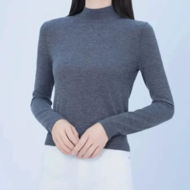 春款内搭针织衫深灰色女半高领保暖百搭针织修身打底衫5399572