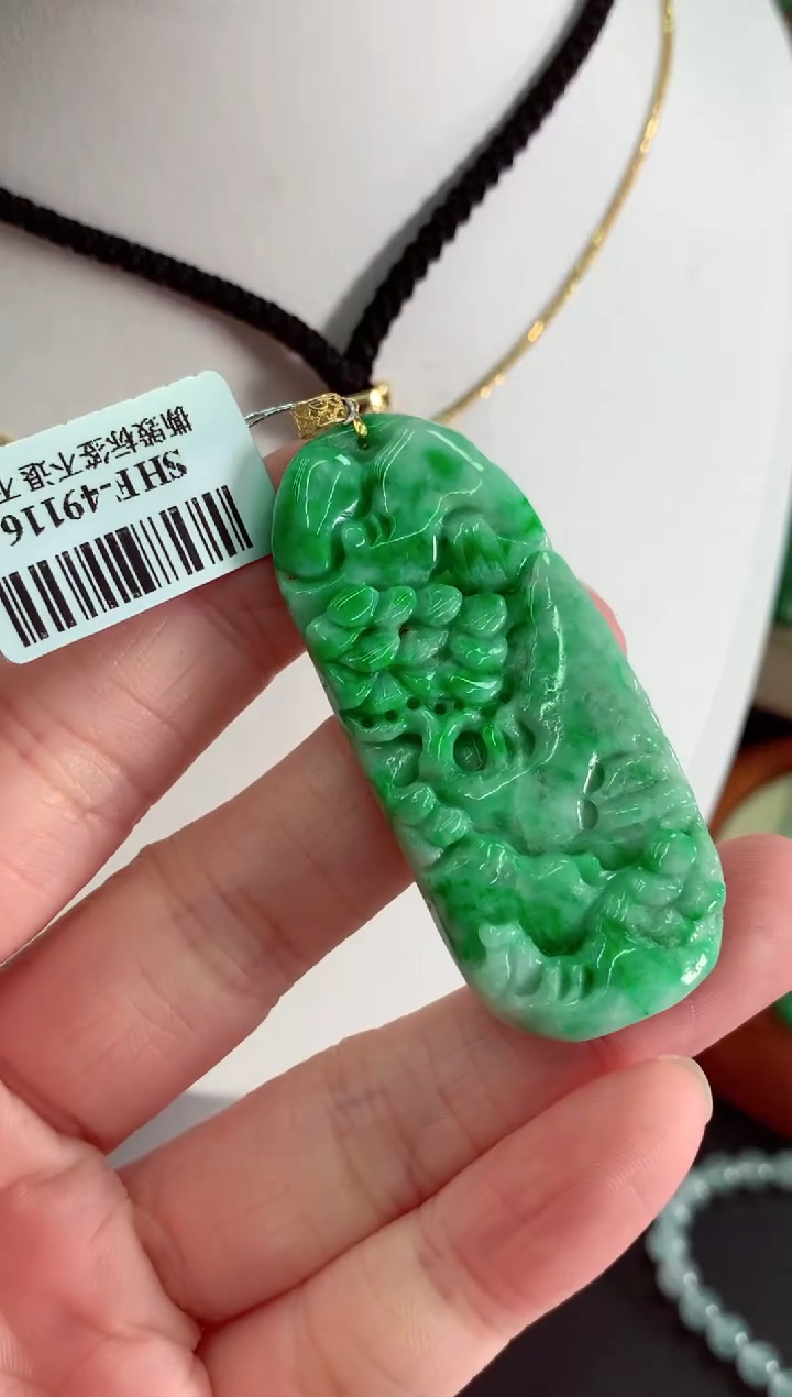 【闪购商品】翡翠吊坠(不含链)18K金镶嵌挂件