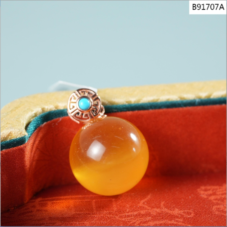 【老掌柜】蜜蜡圆珠吊坠/B91707A