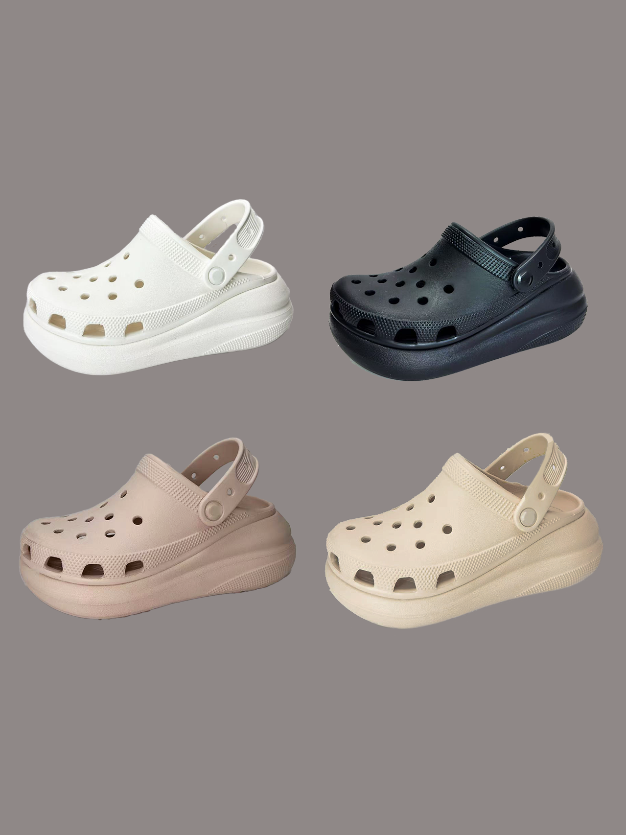 泡芙系列（增高5.2CM）洞洞鞋女2025新款春夏季休闲情侣透气软底