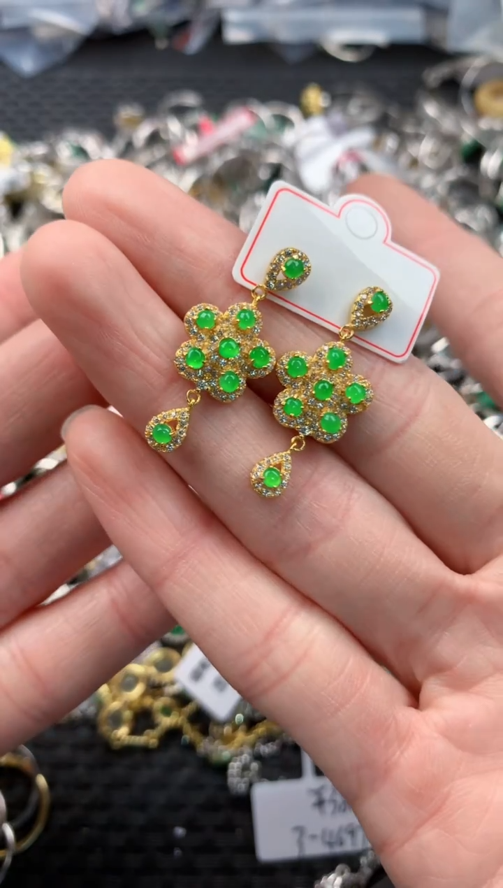 银S925镶嵌戒指翡翠333     10