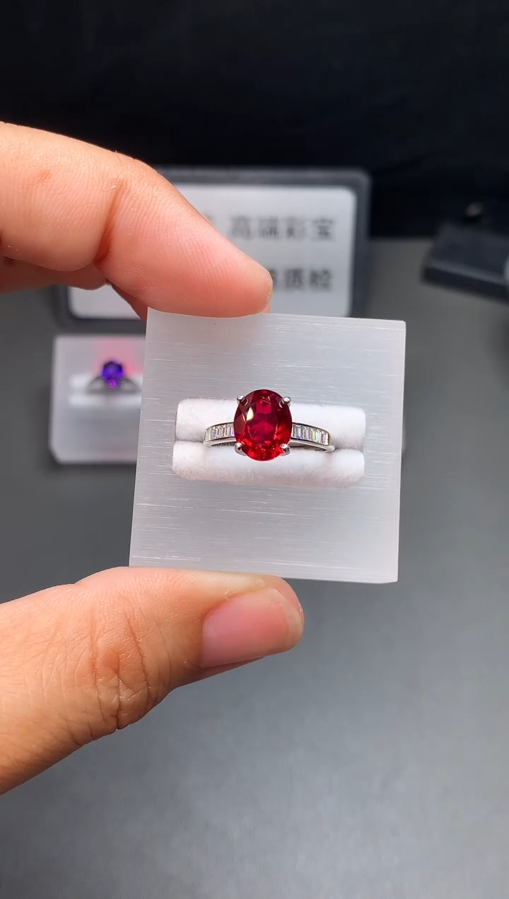 银S925镶嵌戒指红宝石11