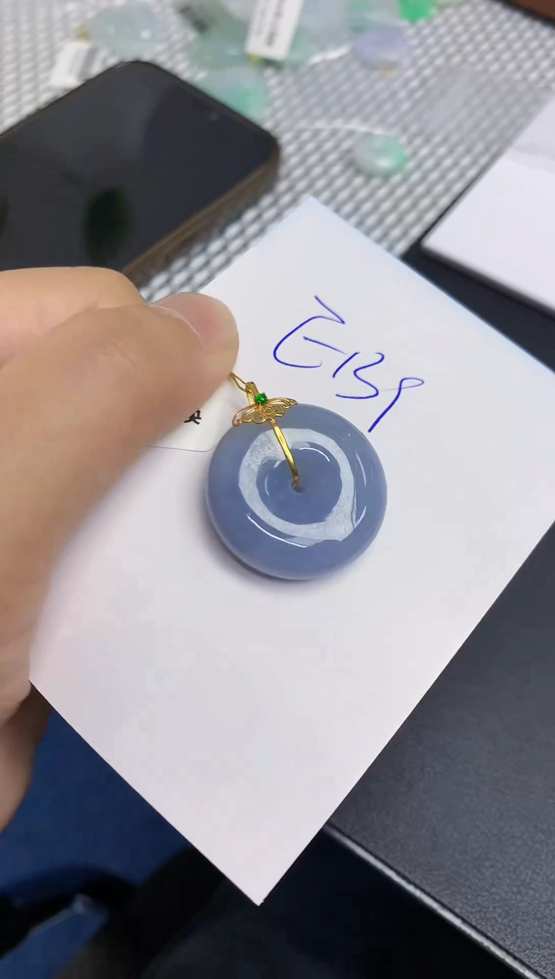 翡翠18K金镶嵌颈饰111111111