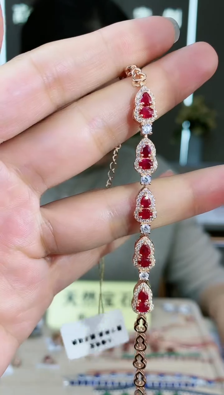 【闪购商品】红宝石手链银S925镶嵌手链
