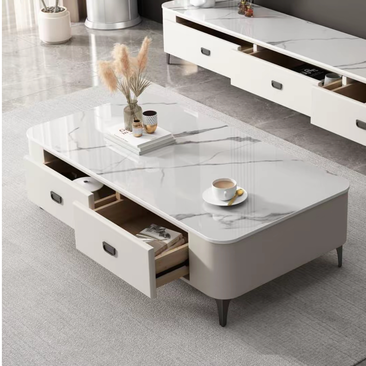 北欧茶几轻奢简约现代客厅家用小户型岩板茶台极简客厅602茶几