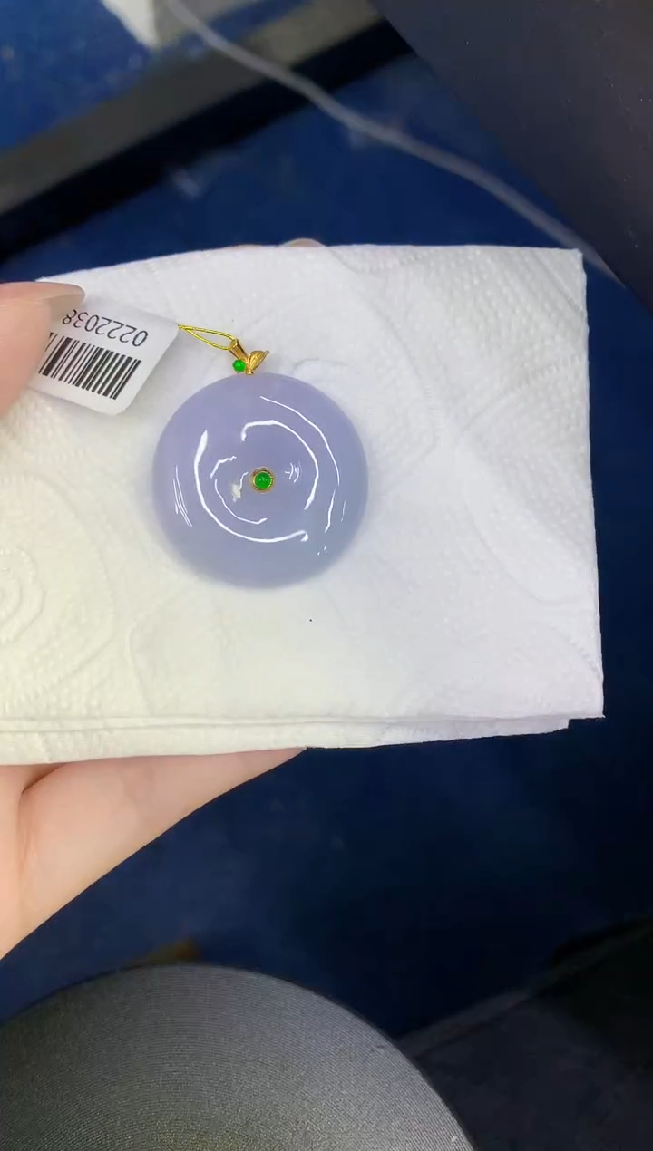 颈饰18K金镶嵌翡翠缅甸天然翡翠A货