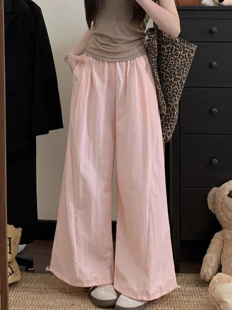 网红爆款推荐夏季多巴胺韩系速干高腰宽松显瘦束脚大阔腿空调裤