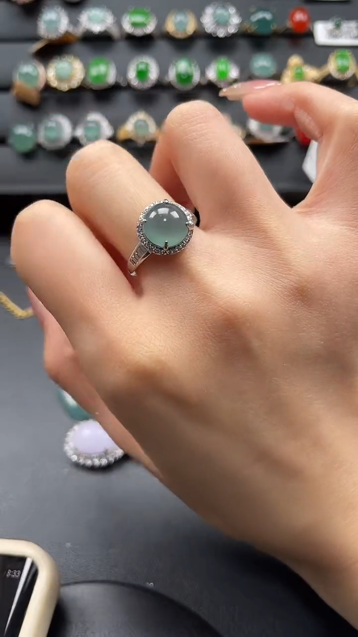 【闪购商品】翡翠戒指银S925镶嵌45764