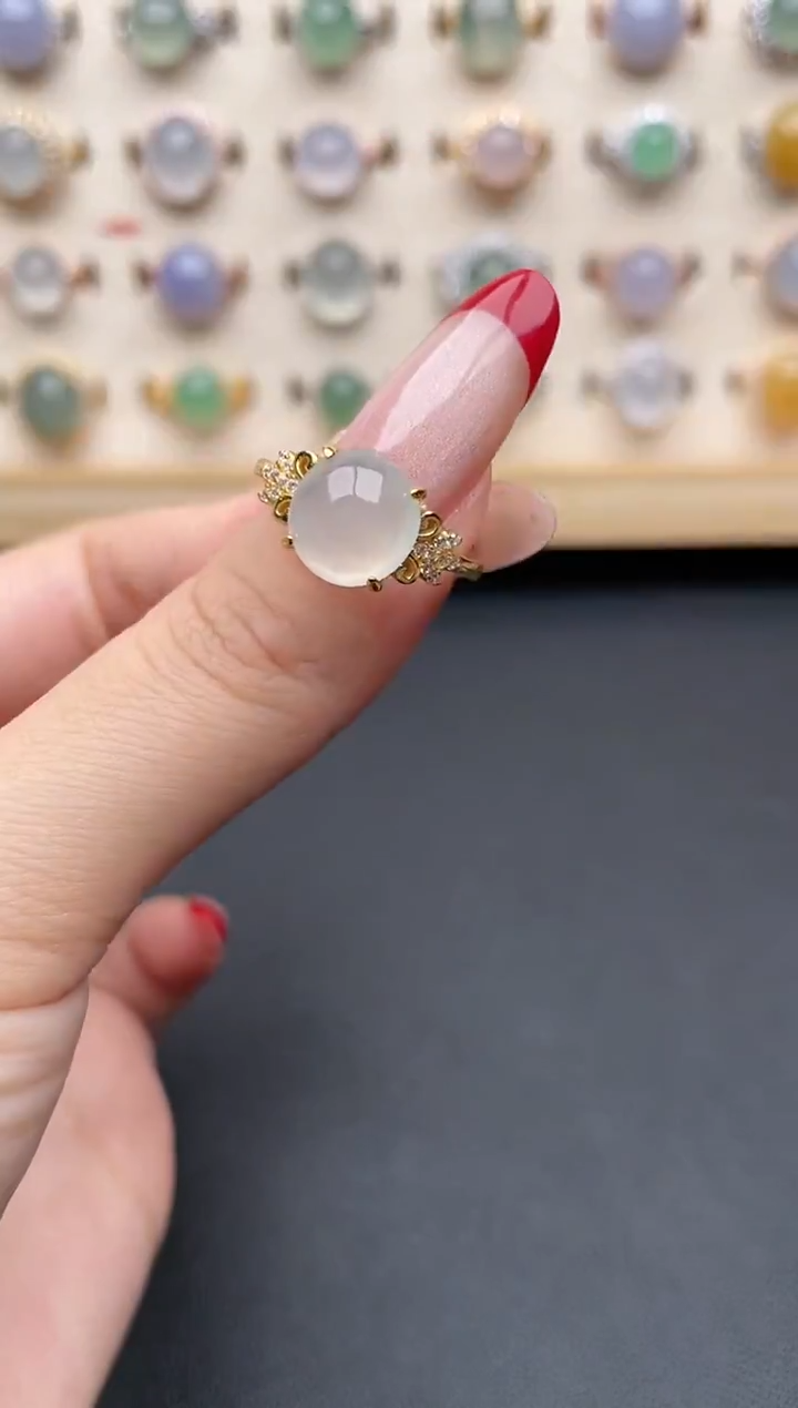 【闪购商品】翡翠戒指银S925镶嵌一物一证一礼盒