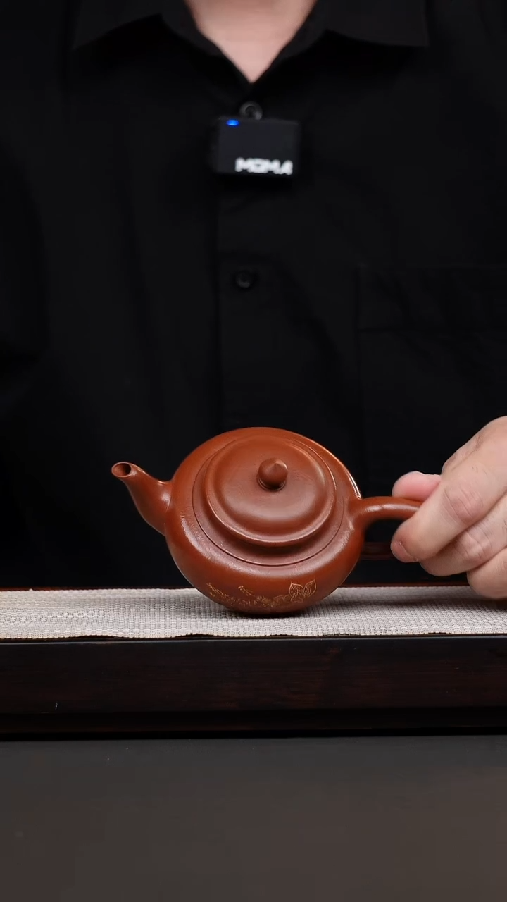 茶壶紫砂鹅黄朱泥刻绘笑樱