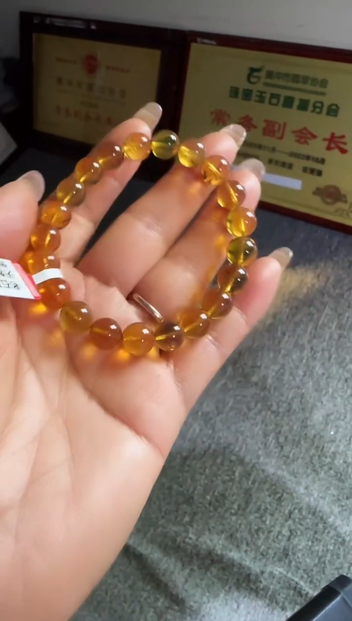 手串琥珀未镶嵌#19缅甸琥珀蓝珀手串9mm