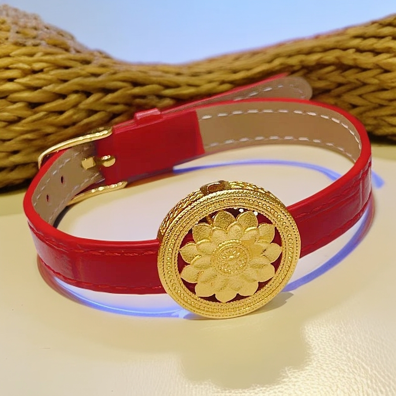 Y-6172  时尚莲花圆盘手链 真金工艺 + 专柜礼盒