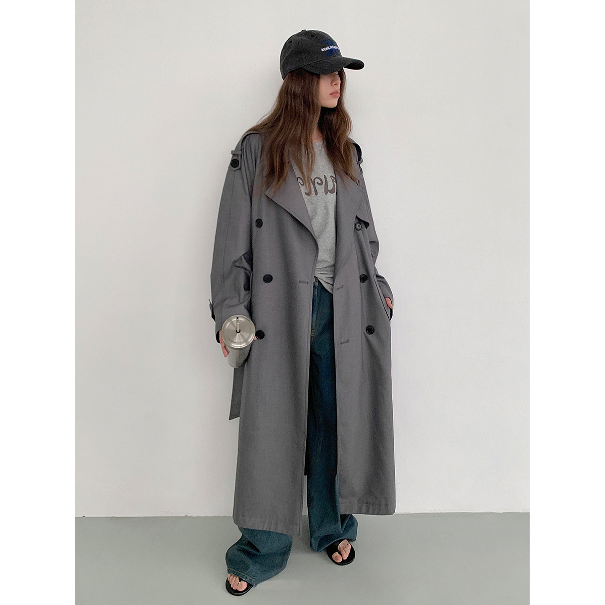 风衣外套女新款早秋中长款英伦风高级感宽松气质大衣小个子【F400】