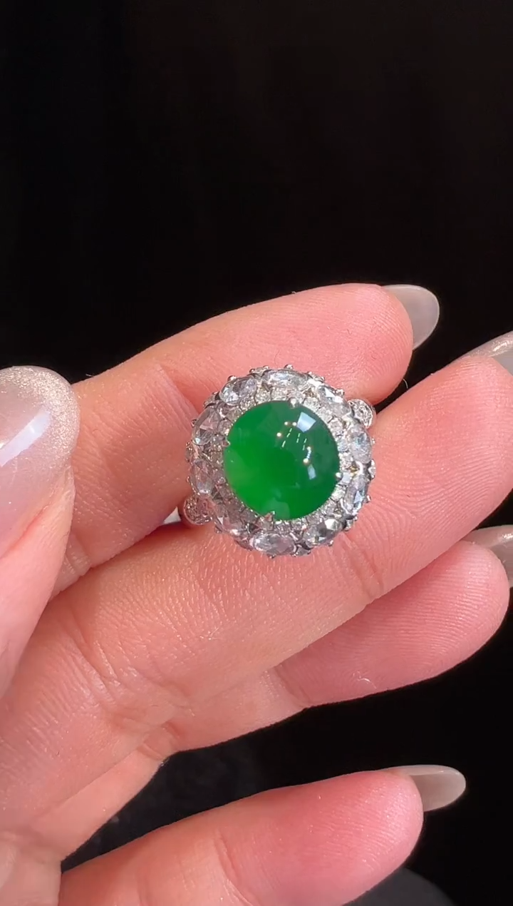 【闪购商品】翡翠戒指18K金镶嵌戒指