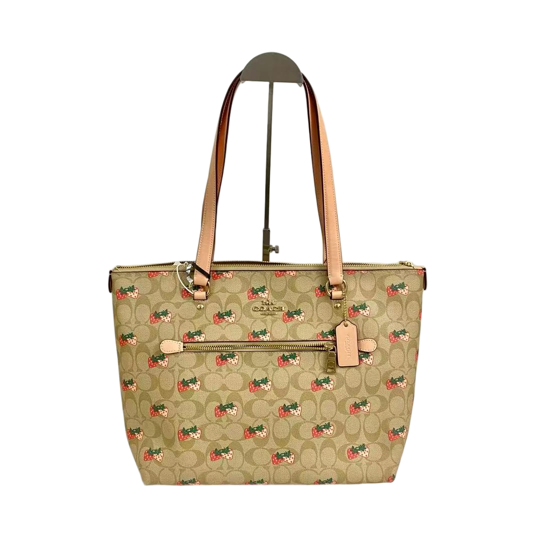 95新 COACH/蔻驰 经典老花草莓PVC拼皮托特包 2512LQ055