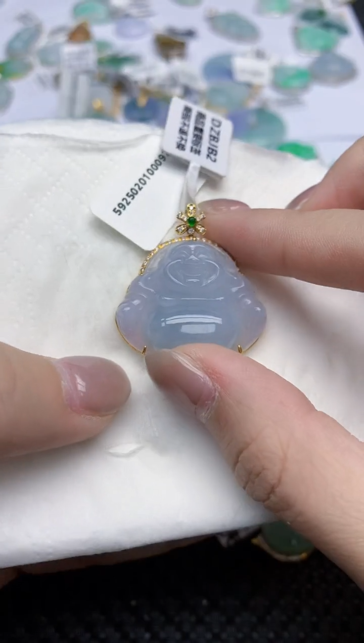 【闪购商品】翡翠颈饰18K金镶嵌天然翡翠A货