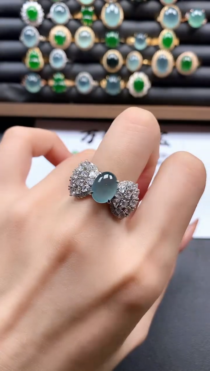 银S925镶嵌戒指翡翠51511-15