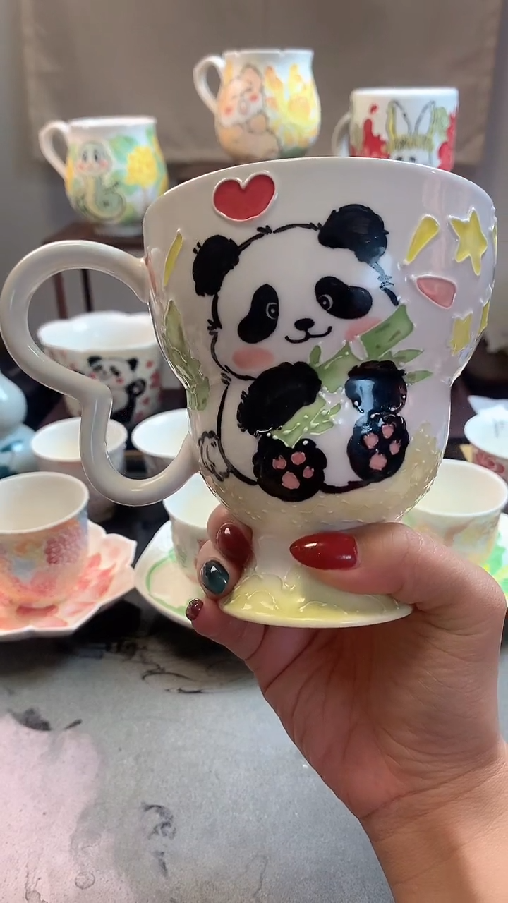 一味*手绘*熊猫福禄杯