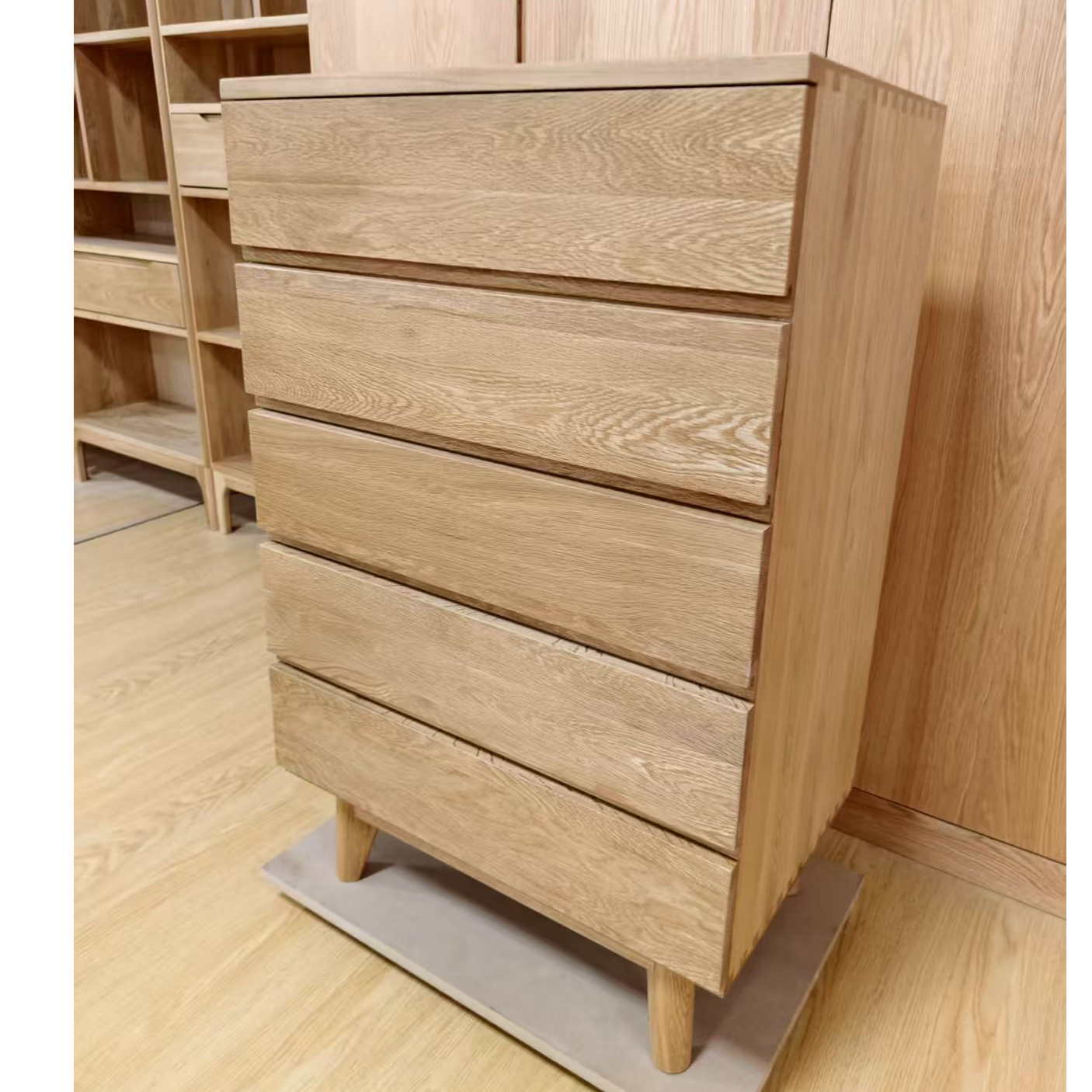 简约北欧风实木原木燕尾白橡木斗柜五斗柜抽屉柜家用储物柜